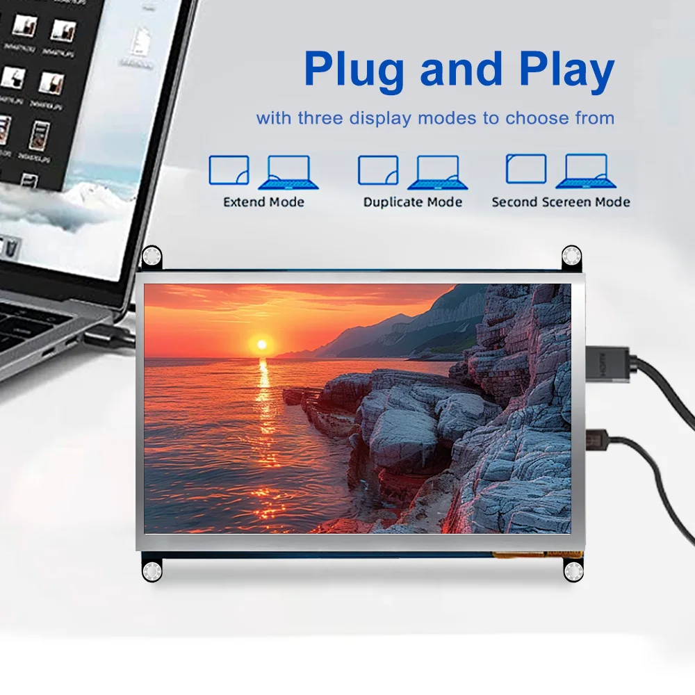 LESOWN Barebone Monitor 7 inch 1024x600 HDTV Capacitive Touch Plug and Play for 3D Printer DIY Screen