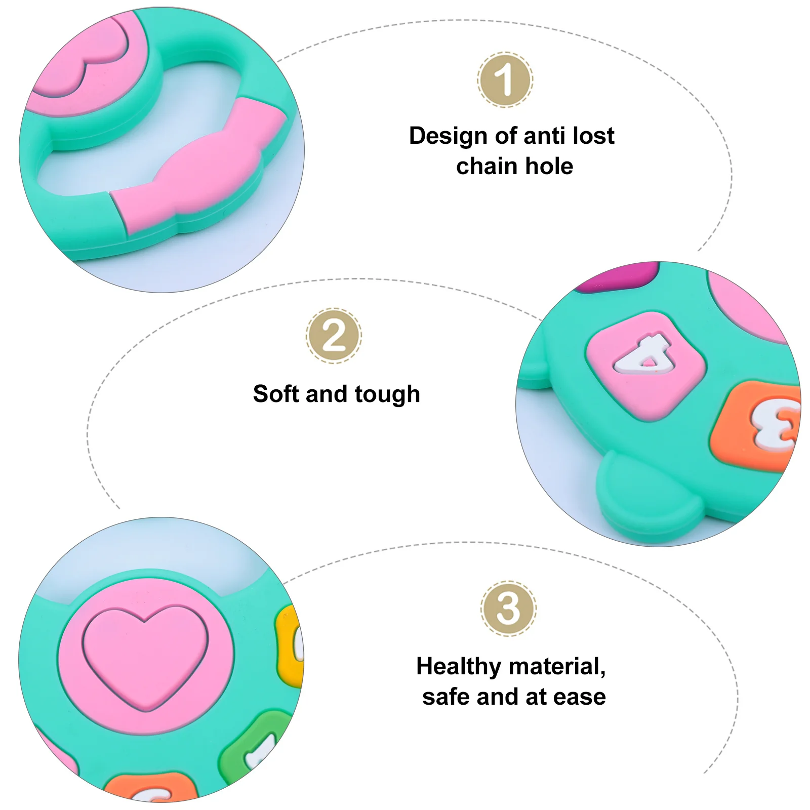 قطعة واحدة من عضاضة المولي الرقمية اللطيفة المصنوعة من السيليكون الآمن مثالية لمضغ الأطفال وتخفيف التسنين #5