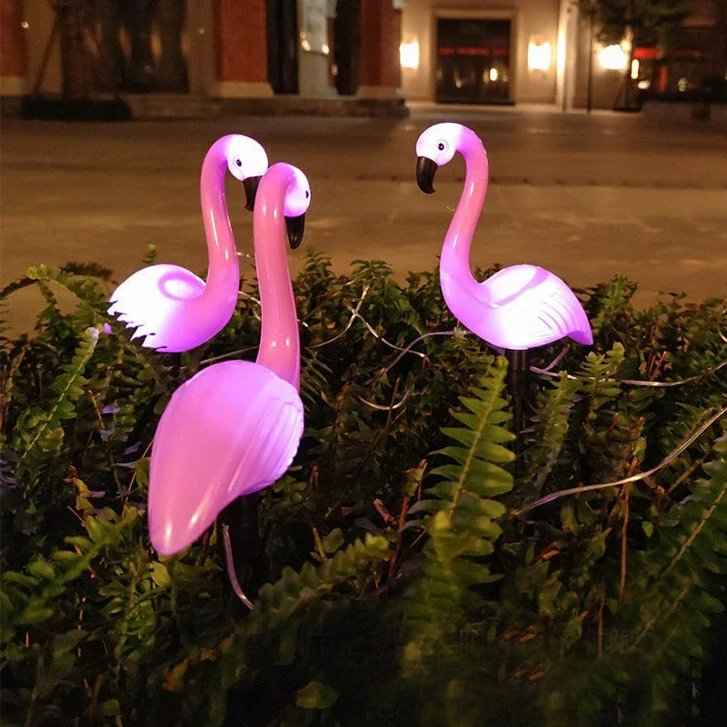 Imagem -03 - Luzes Led Solares para Decoração do Jardim ao ar Livre Gramado Parque Rua Fonte de Alimentação Rosa Flamingo pc Pcs