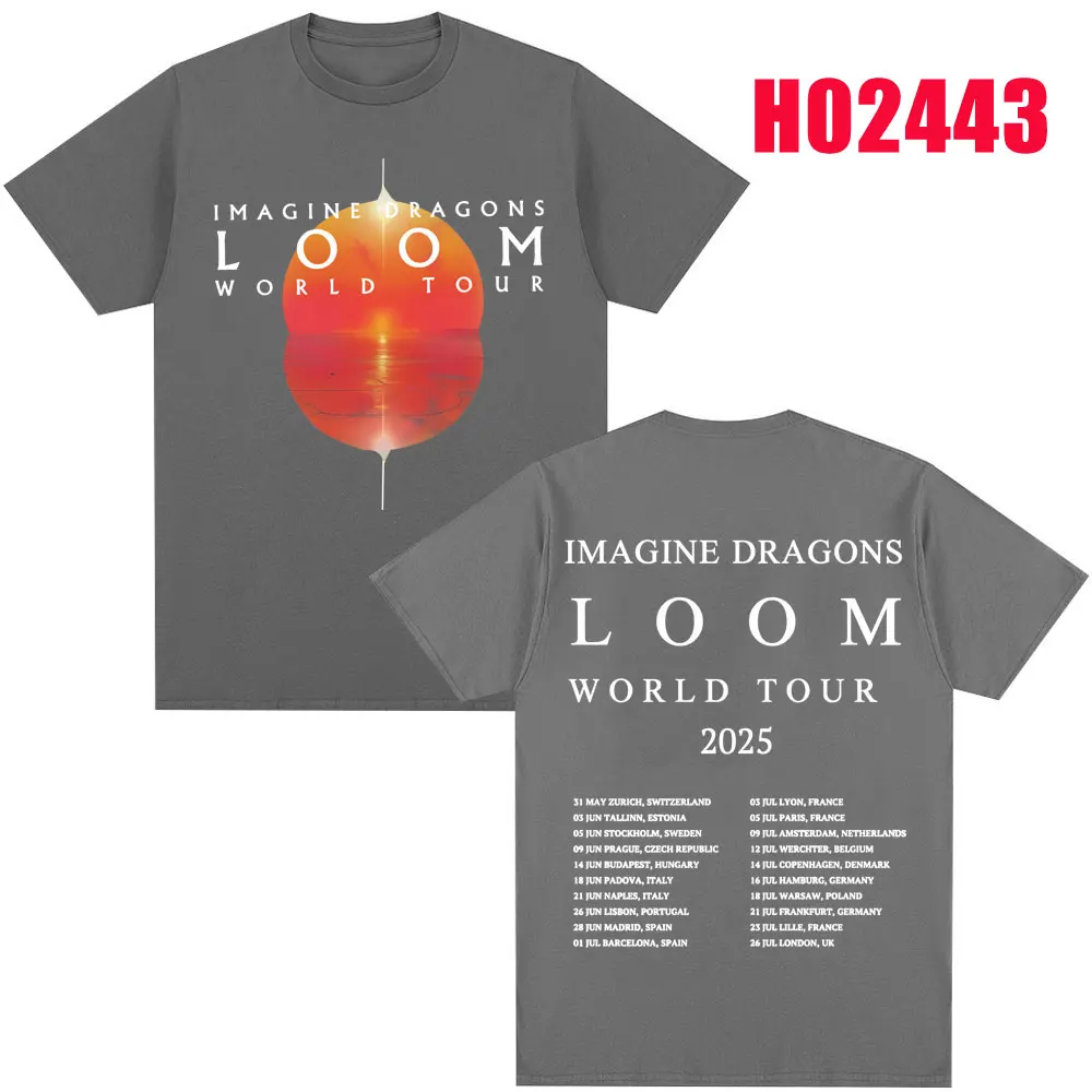 Imagine Dragons Loom Tour 2025 T Shirt Men Women Trendy Hip Hop T-shirts 100% Cotton Oversized Popular T Shirts Streetwear Gifts