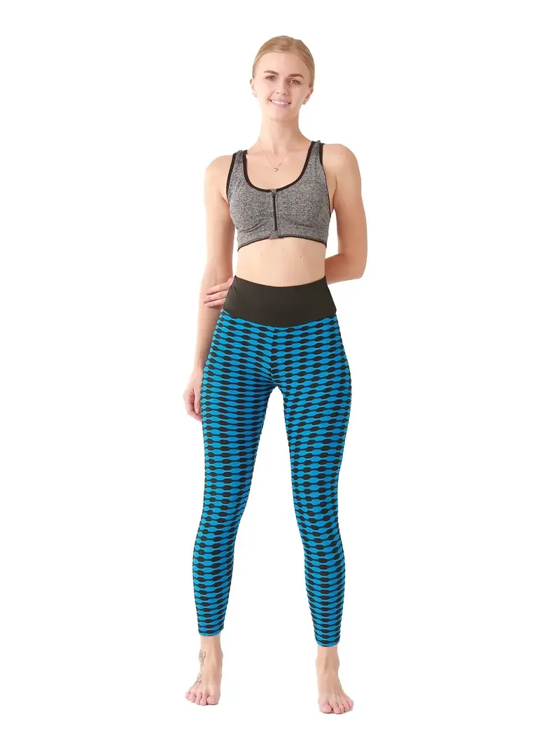 Seamless Workout Leggings, Argyle Pattern Stretchy Sports Comfort High Waist Fitness Yoga Pants, Women's Activewear