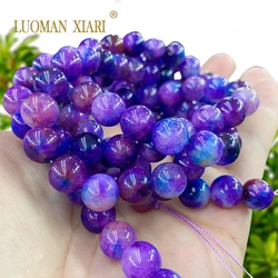 Natural Stone Light Purple Blue Starry Sky Sugilite Loose Round Spacer Beads for Jewelry Making DIY Bracelets Accessories 6-12MM