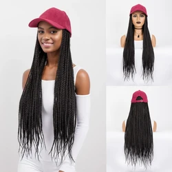 WIGERA-gorra de béisbol trenzada para mujer, gorro de pelo largo de 24 pulgadas, peluca con caja trenzada, trenzas, extensiones de cabello para mujeres blancas y negras