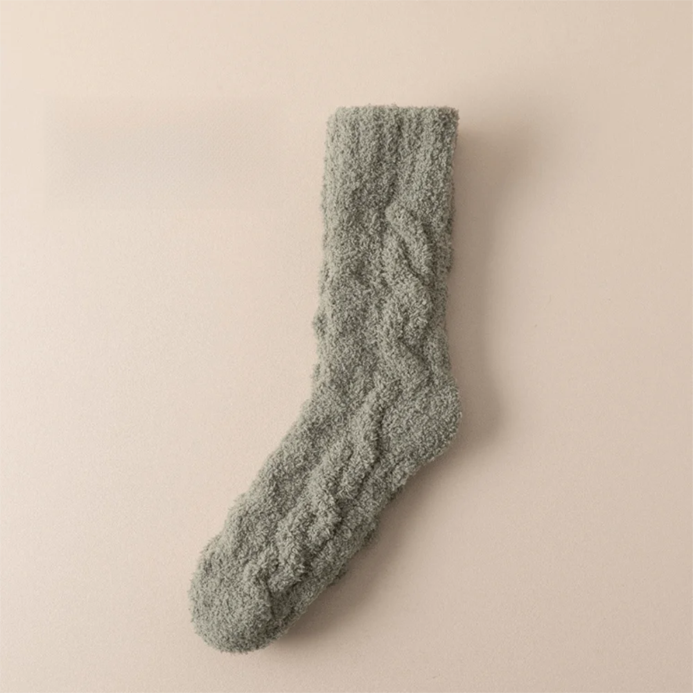 

Thickened Winter Coral Velvet Socks Solid Color Soft Cotton Socks Fluffy Warm Floor Socks Sleep Socks