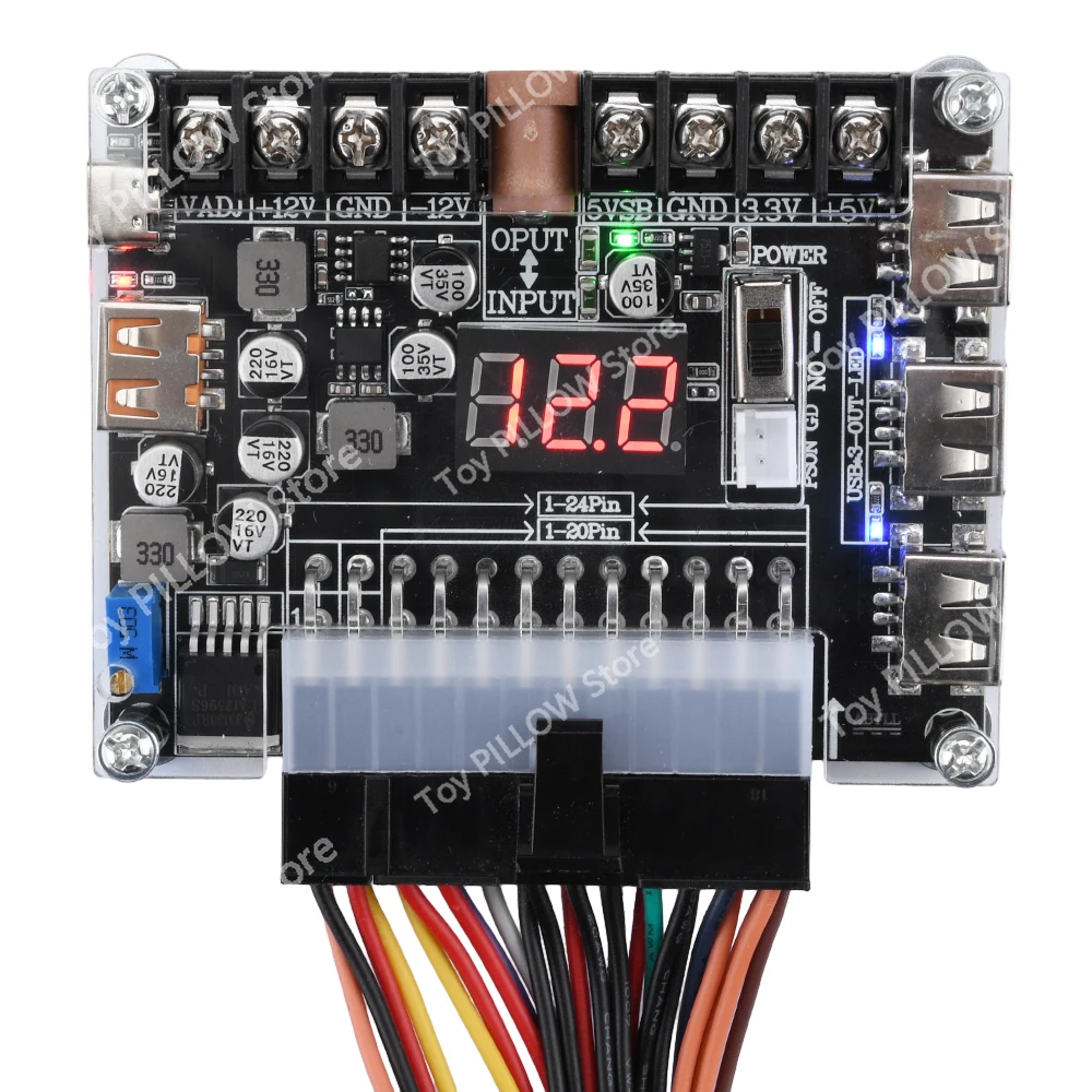 20/24Pin ATX power adapter board takes    module adjustable voltage with red digital display