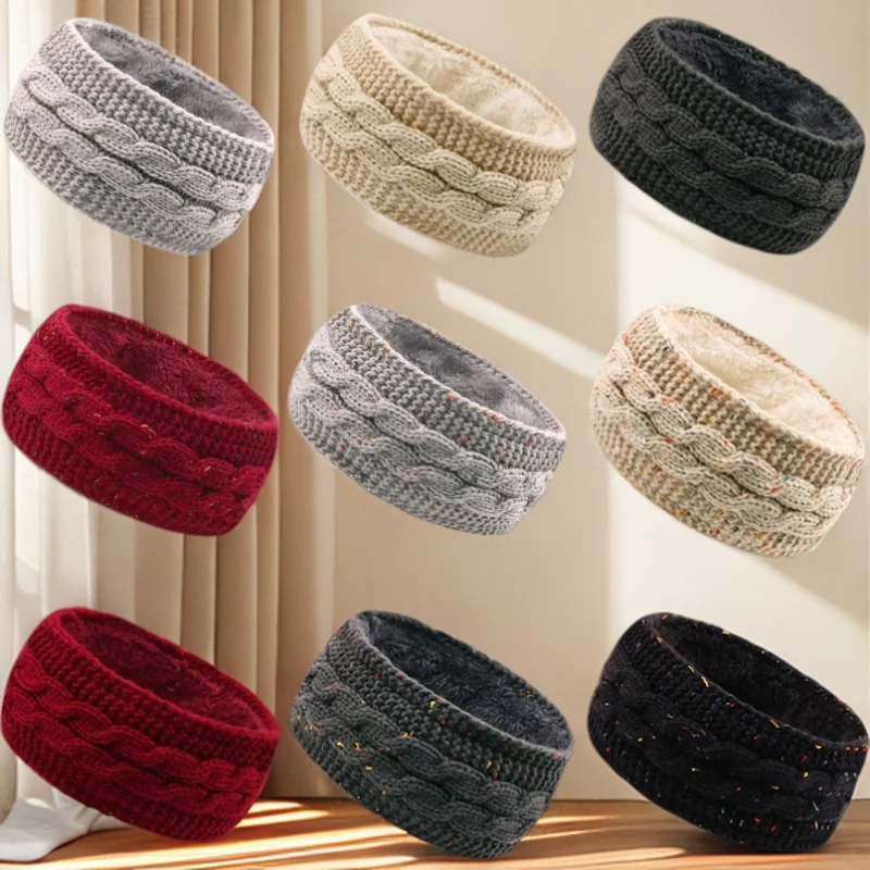 إكسسوار شعر مبطن شتوي جديد رباط شعر محبوك من الصوف للخريف والشتاء عبر الحدود ، عصابة رأس رياضية دافئة على الطراز الأوروبي مع أذن