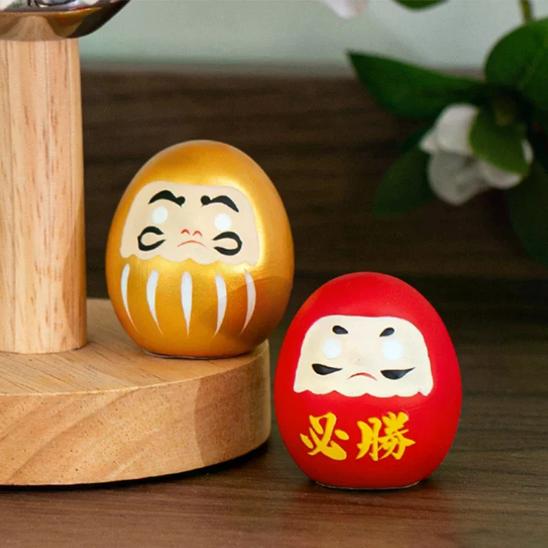 /PFU/Ceramic Daruma Doll Crafts Inspired Wealth Prosperity Decor Lucky Charm Fortune Ornament Landscape Home Desk Decor Japanese