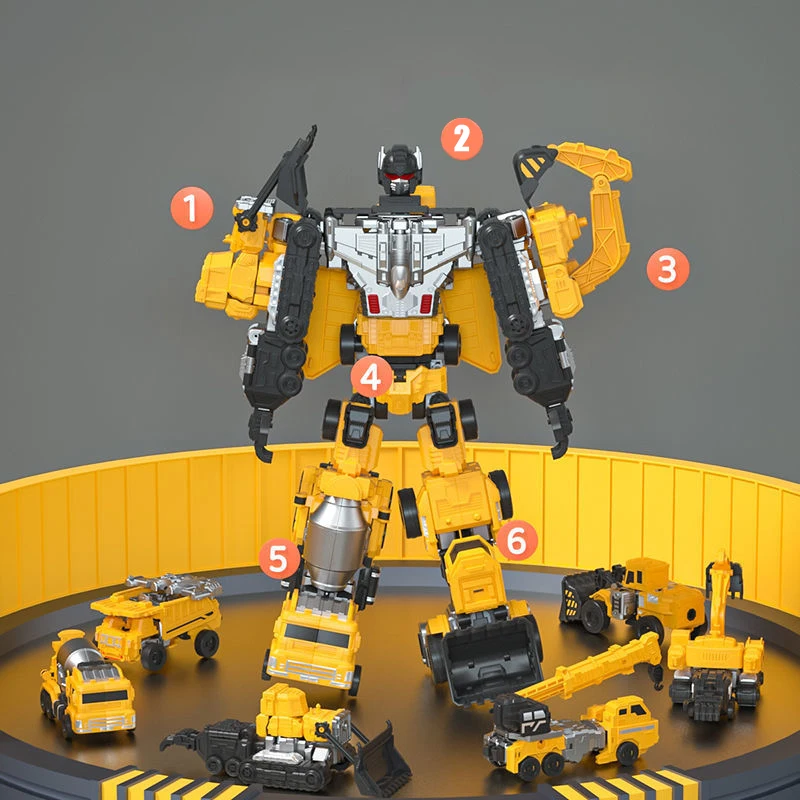 15 ''/38cm 6 em 1 engenheiro transformando brinquedo conversível figura de ação modelo plástico robô brinquedos anime série crianças coletar presente