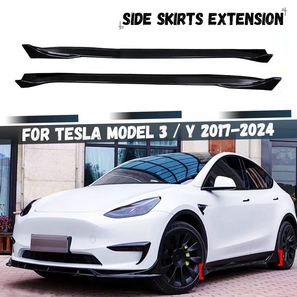 

Car Side Skirt For Tesla Model Y 3 Highland 2017-2024 Glossy Black Splitters Diffuser Bumper Spoiler Body kit