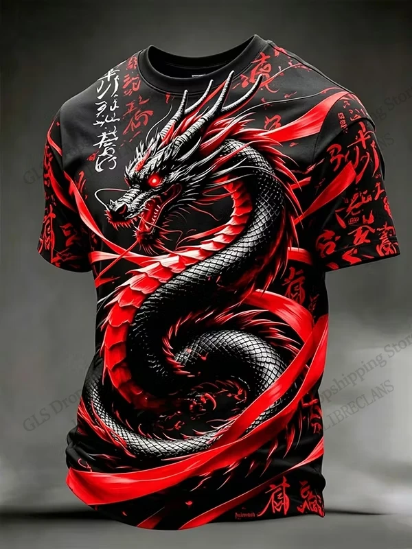 Vintage Chinese Dragon Samurai 3d Print T-shirt Men Women Fashion Breathable Short Sleeve Tops Tees Street Outdoor Sports Shirts