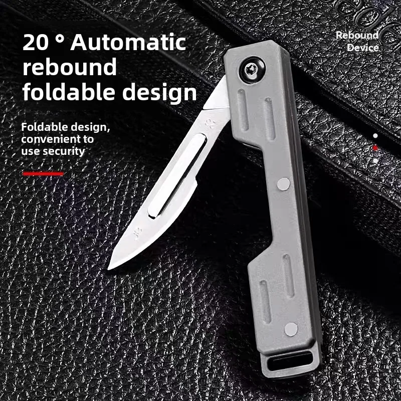 سكين فولاذي عالي الكربون، شفرة مشرط حادة، سكين صغير قابل للطي، سكين نحت، سكين سلسلة مفاتيح محمول #3