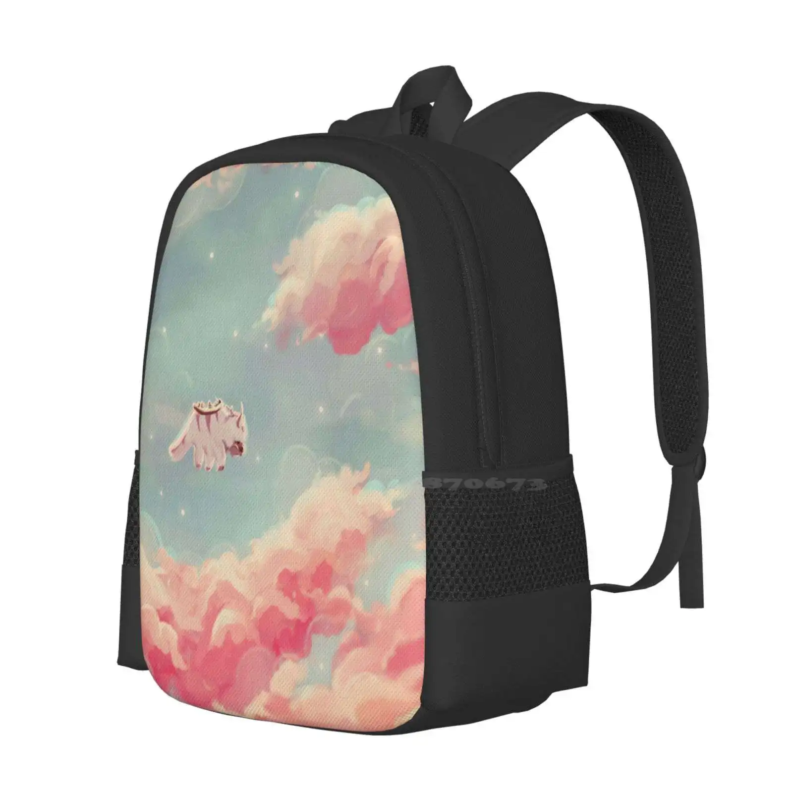 Dreamy Appa Poster V1 Hot Sale Backpack Fashion Bags The Last Airbender Atla Appa And Aang Gaang Aang Gang Team Clouds Sky