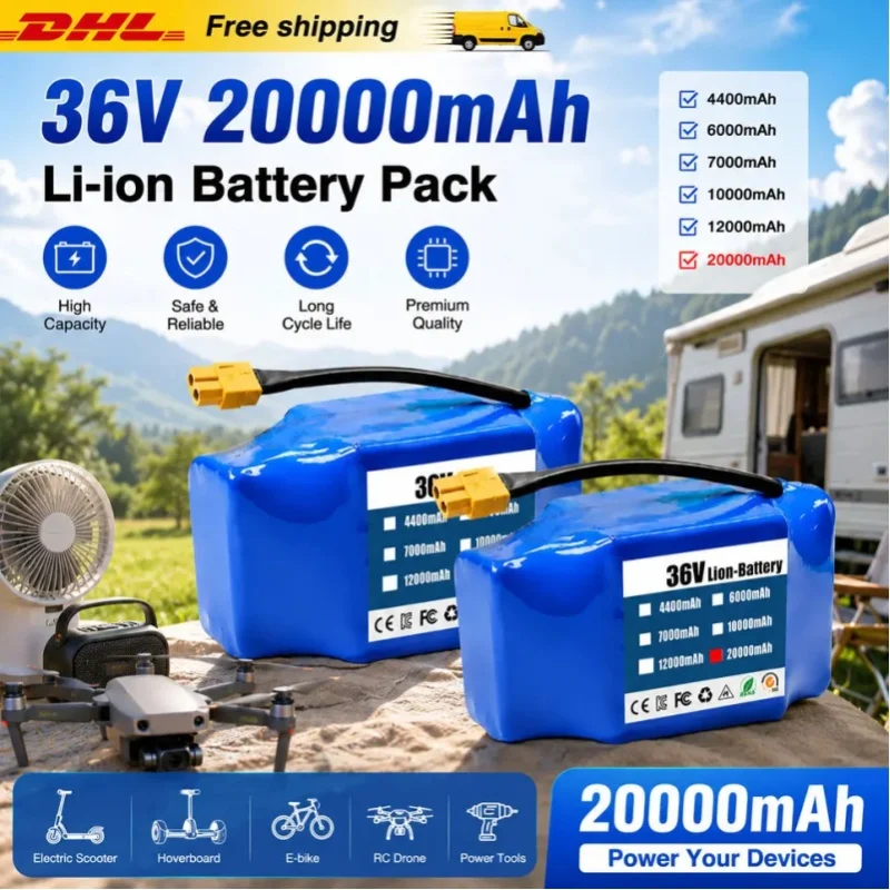 Neuer 36V 20000mAh Lithium-Ionen-Akku, für elektrische selbstbalancierende Scooter, HoverBoard, Einrad, 10S2P 36V Akku