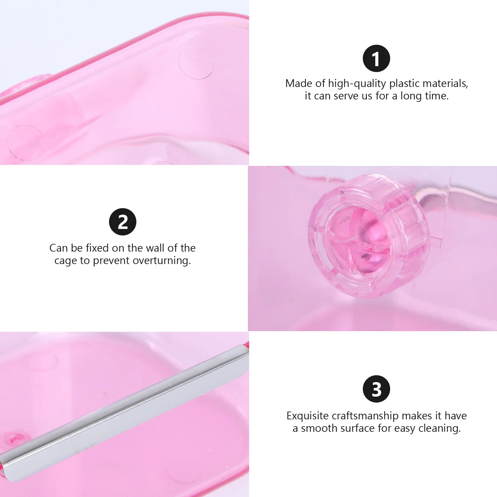 

Pet Feeder Fixed Food Bowl for Rabbits Container Hamster Pink Cage Basin Durable Easy Clean Bird Cage Food Bowl Plastic