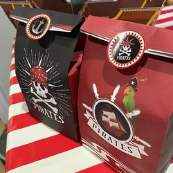 12pcs Pirate theme paper gift Bags Treasure Hunt candy bag Kids Trick or Treat Halloween party Pirate birthday party Favors bag