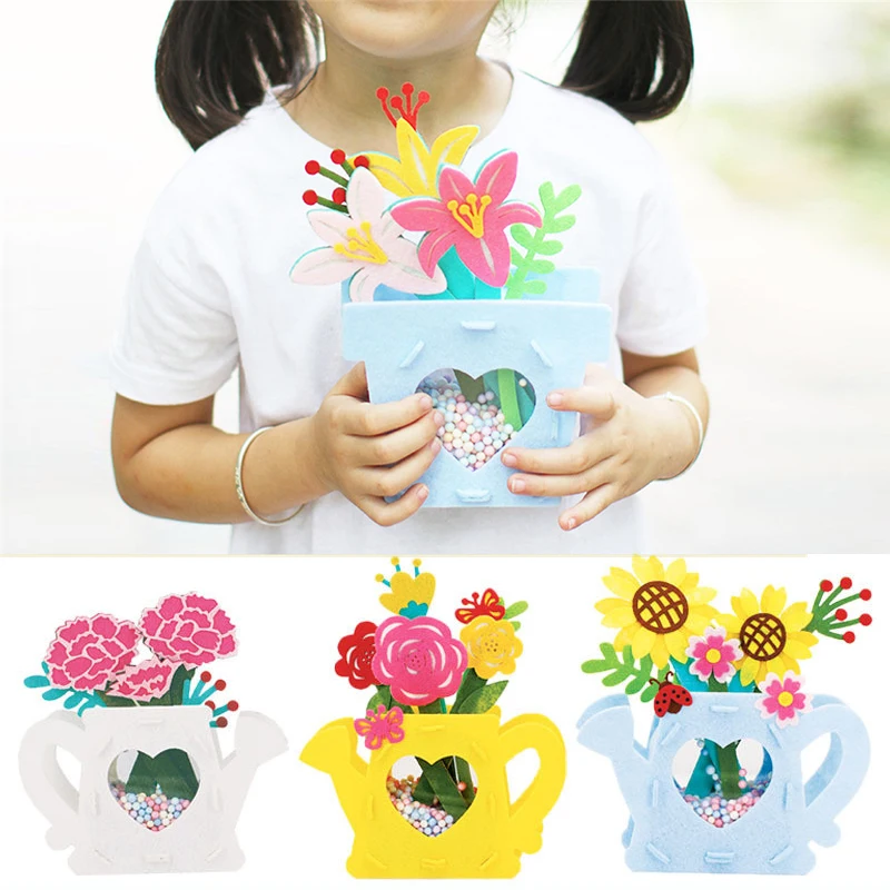 Creative DIY Handmade Handcraft Bouquet Potted Plants Kindergarten Teaching Aids Parent-child Activity Art Toys for Kids Girls