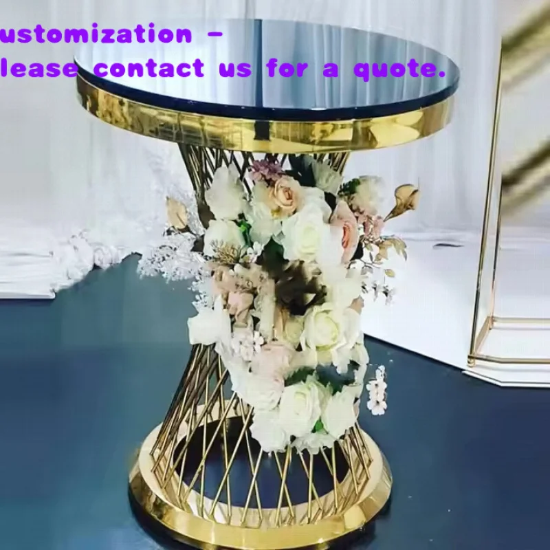 custom.Stainless Steel Round Table Wedding & Party Events Elegant Flower Stand Garden Decor Cake Bar Table