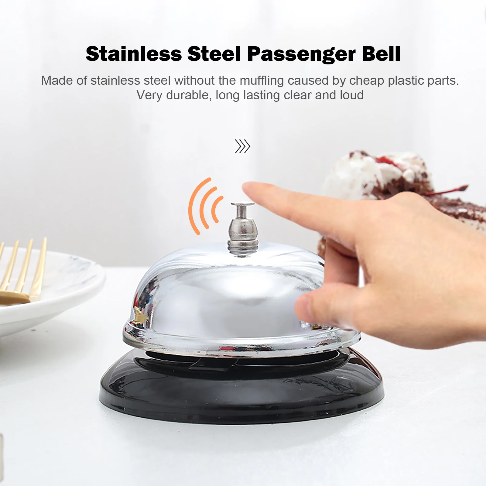 Call Bell 3.3 Inch Service Bell Anti Slip Base Front Desk Bell Stainless Steel for Reception Areas Hospitals Warehouses