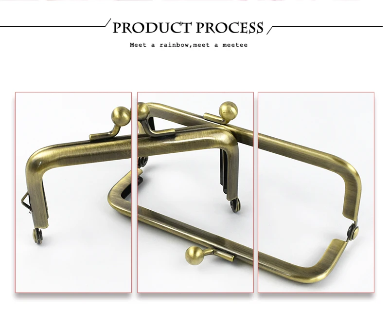 2/5Pcs 8.5/10.5/15/18.5cm Metal Bag Handle Square Smooth Clourse Purse Frame Kiss Clasp Handbag Sewing Brackets Bags Accessories