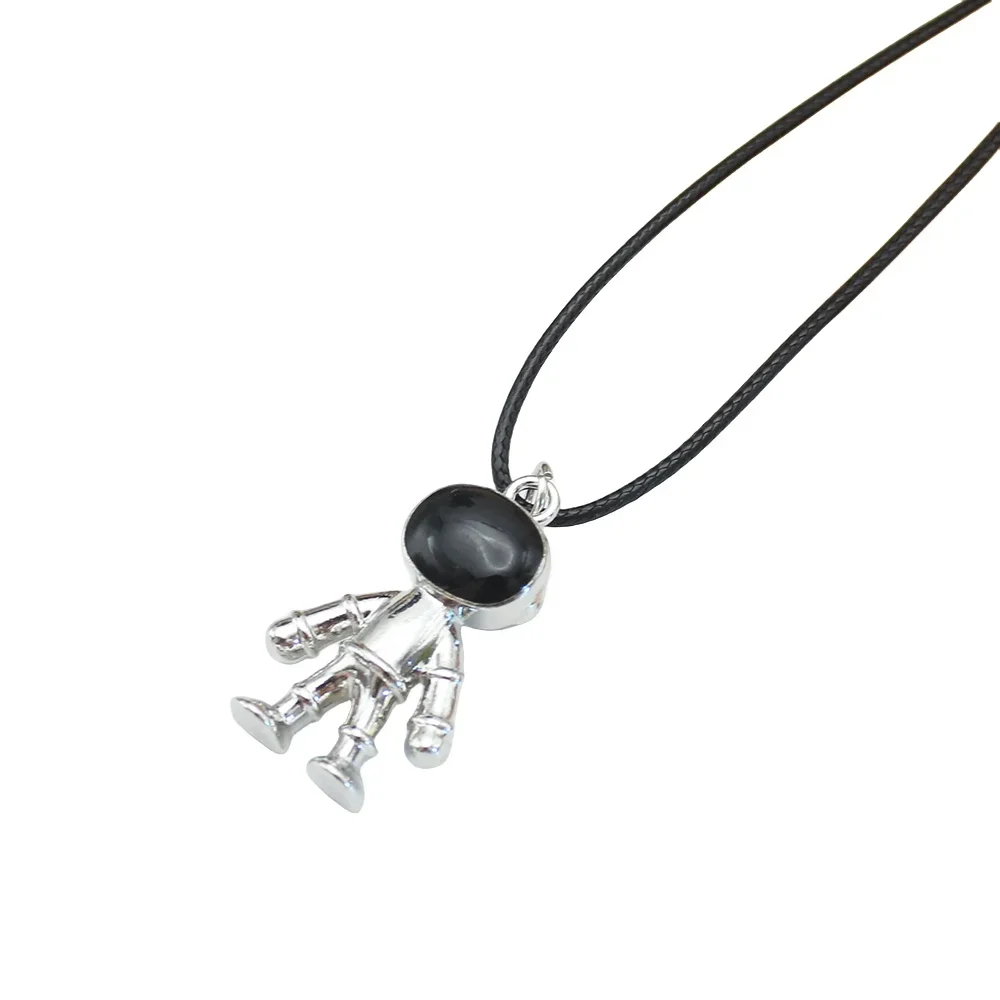 Hiphop Rock Astronauts Pendant Chokers Necklace PU Black Leather Clavicle Chain for Men Women New Fashion Jewelry Girl Gift
