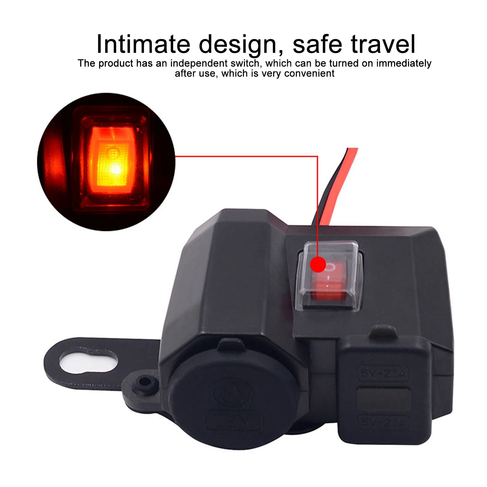 

Motorcycle Dual USB Phone Charger 12V Waterproof Electric Bike Charger Socket with Cigarette Lighter Digital Voltmeter
