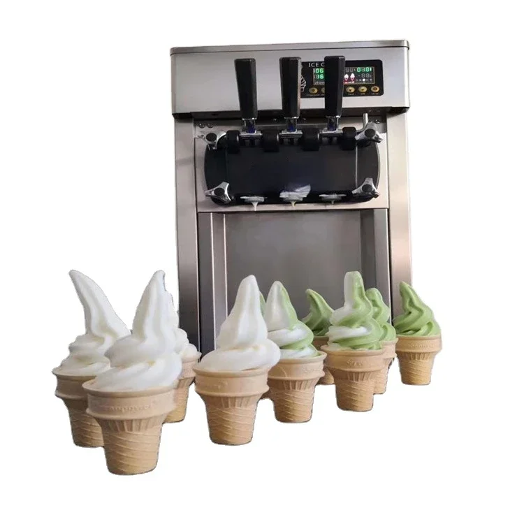 Hot Commercial Vertical 3 flavor Soft Serve Ice Cream Roll Machine Stainless Steel softy Ice Cream Maker Machine Factory price