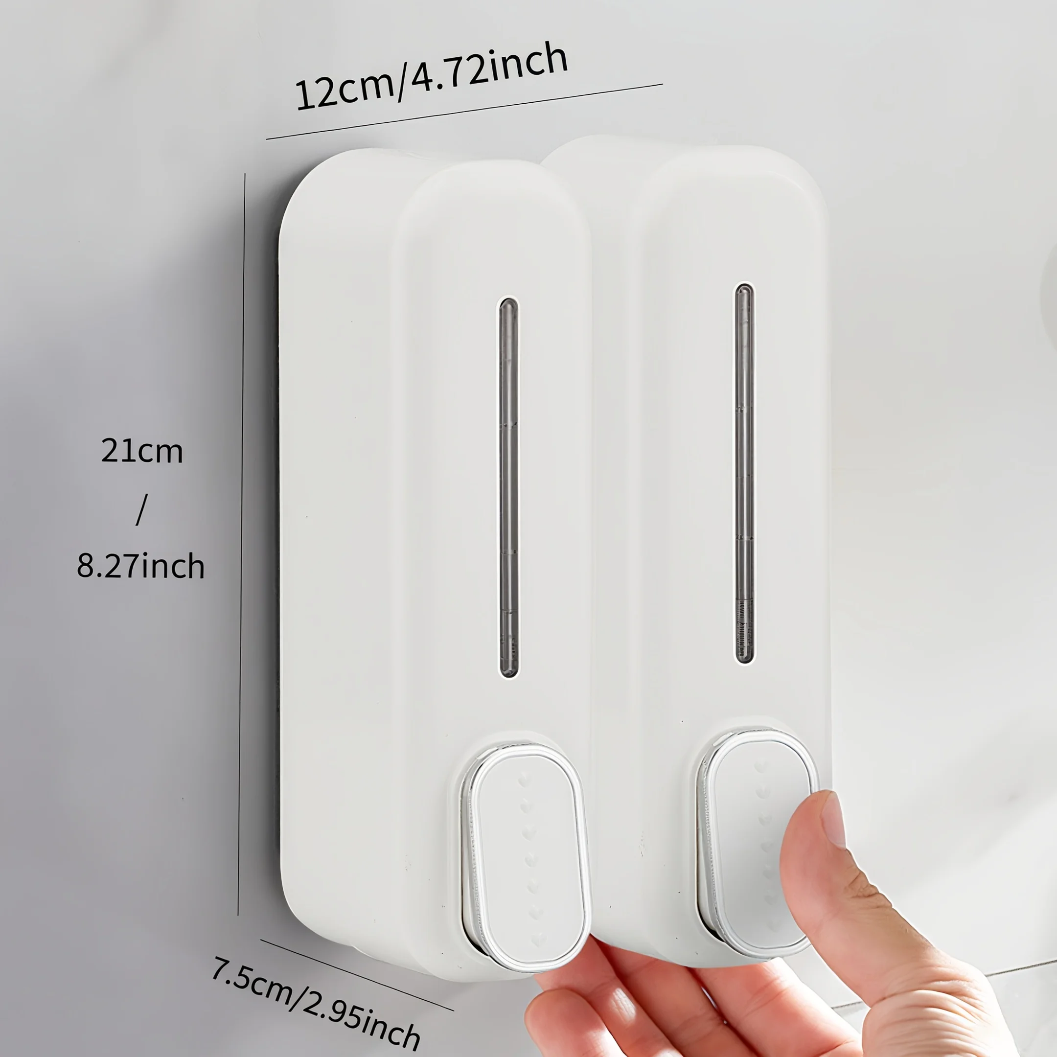 2*350 مل لا يتطلب حفر موزع الصابون، حاوية لوشن الضغط اليدوي للمنظفات شامبو الاستحمام جل المطهر اليدوي، المنزل #5