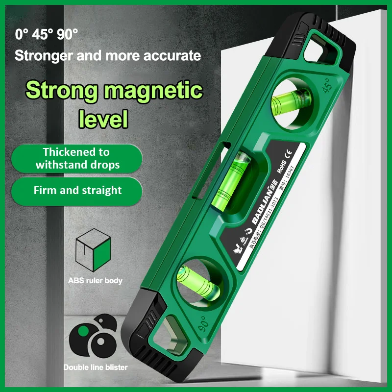 225MM Three Bubble Level Ruler High Precision Spirit Level Magnetic Lever Angle Gauge Finder Leveling Aligner Woodworking tool