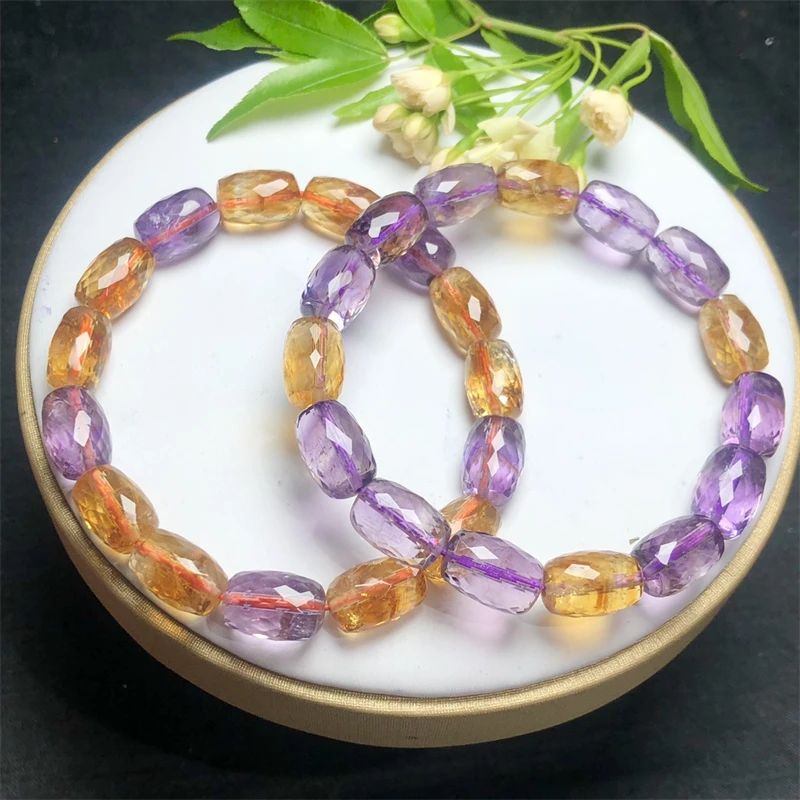 Natural Ametrine Bracelet Strand Bracelet Jewelry Women Men Healing Gemstone Jewelry LoversGift  1pcs