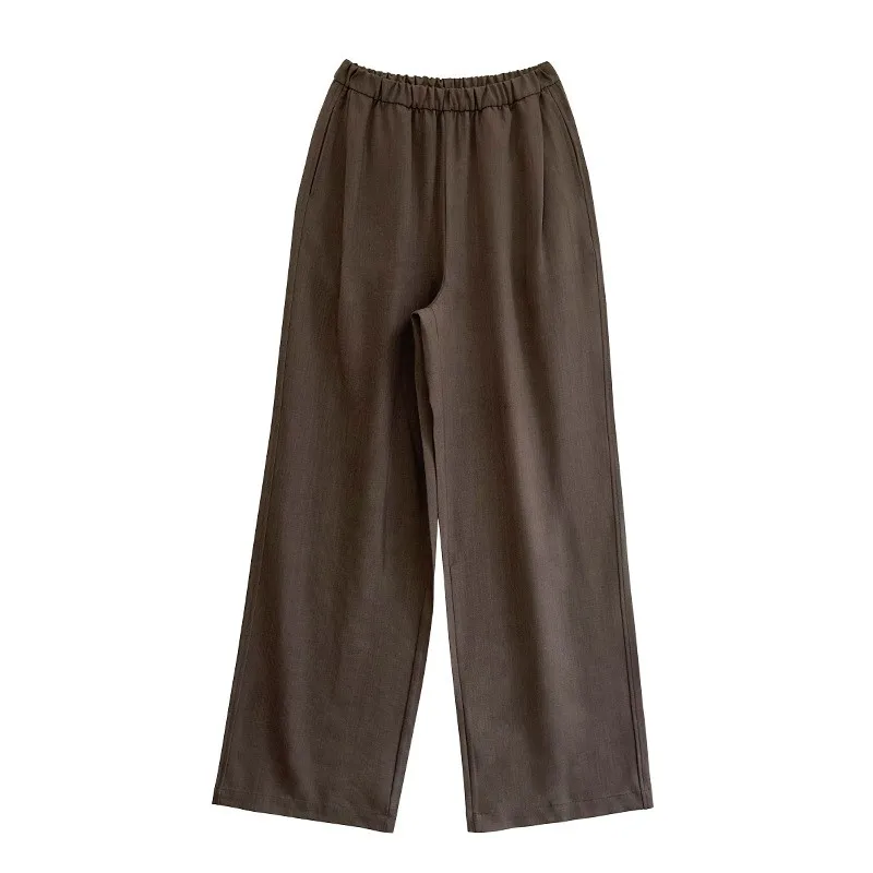 ارتفاع الخصر فضفاض المرأة البدلة السراويل الربيع الصيف جديد Sle Drapey عادية واسعة الساق التخسيس ort حجم كبير طول الأرض #5