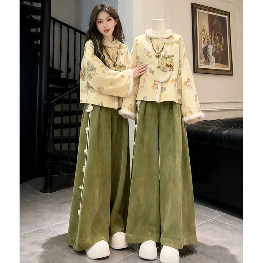 nuovo-set-di-abbigliamento-femminile-in-stile-cinese-due-pezzi-giacca-jacquard-retro-e-pantaloni-a-gamba-larga-per-taglie-forti