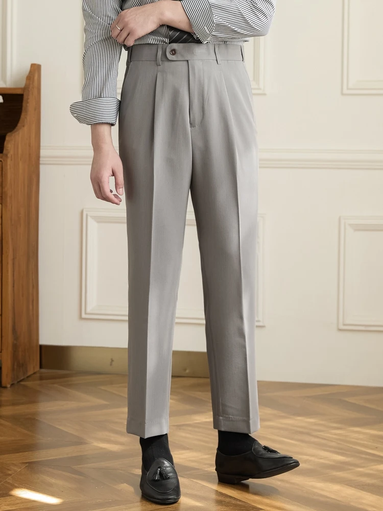 

Mr. Deer Tee's Busin Casual Slim Fit Trousers Elastic Waist No Ironing Dra Men's Commuter Pants Polyester Blend