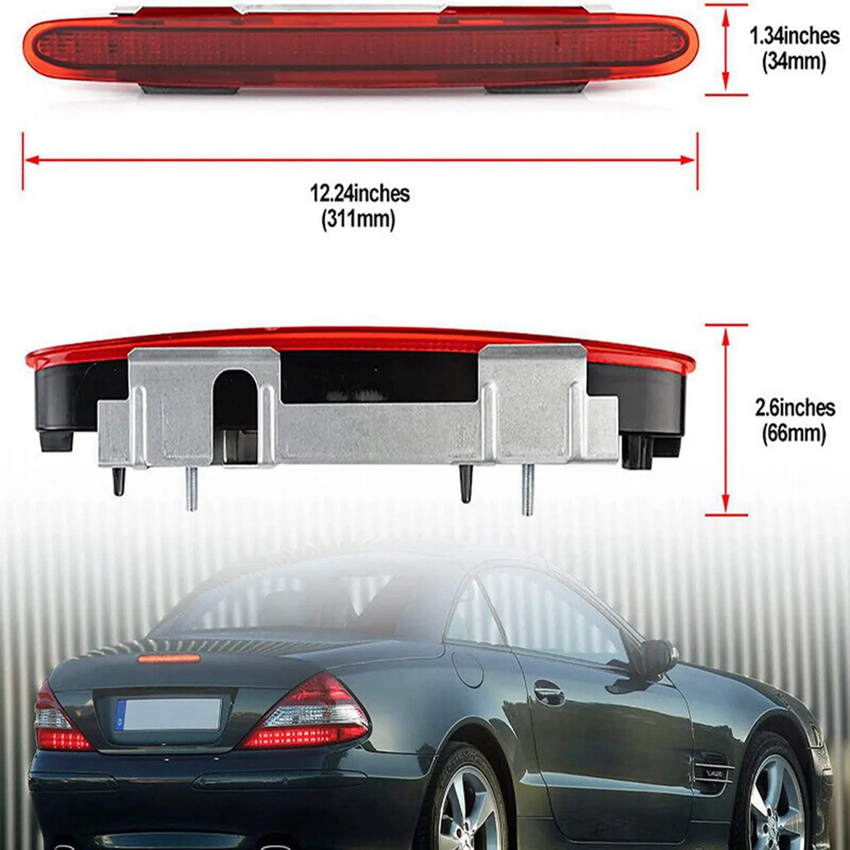 M49K-2X Third LED Brake Light Stop Lamp For Mercedes Benz SL R230 2001-2012 SL500 SL600 SL63 2308200056 2308200656 2308200856 - view 5