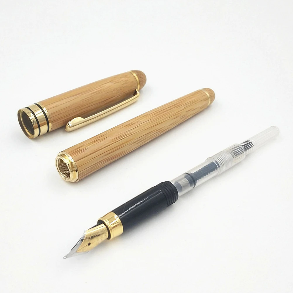

1Set Bamboo Fountain Pen Kit Dual Steel Signing Pens Portable Folding Pen Box Calligraphy Fountain Pens for Office School Gift