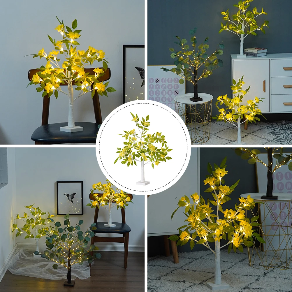 Simulated Wisteria Flower Tree Lamp Desktop Light Table Bedside Nightstand Decorative LED Shape Lights