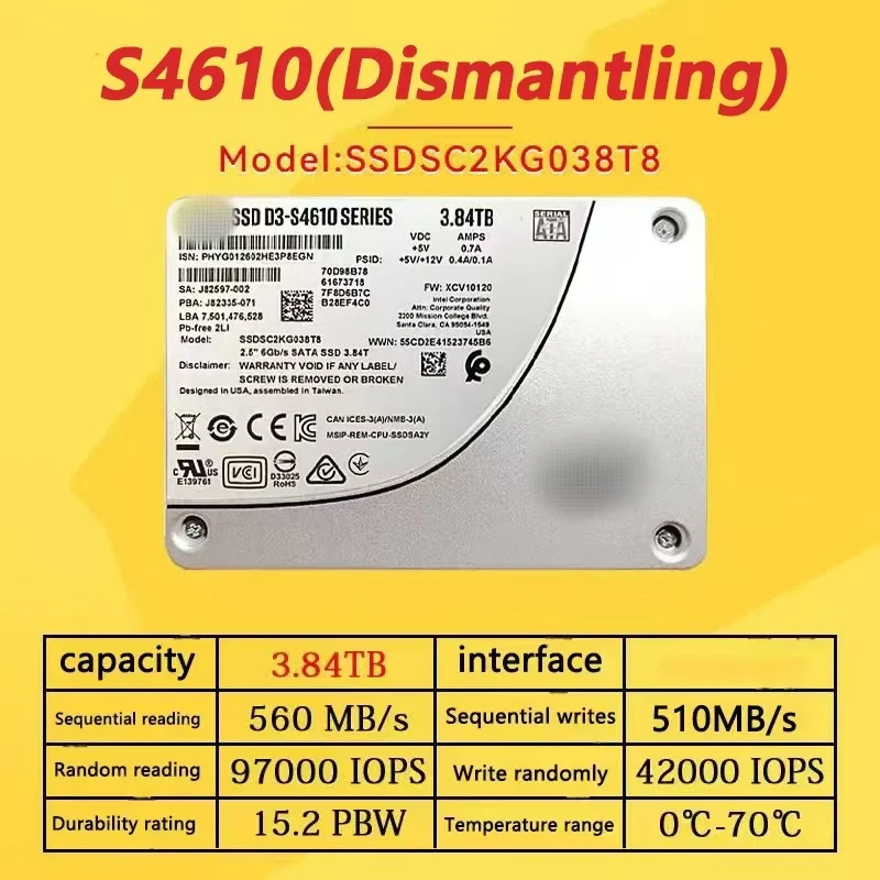 S4610 3,84 TB Enterprise SSD-server SSDSC2KG038T801