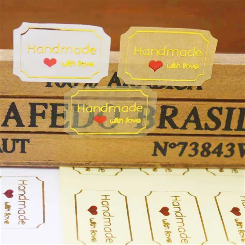 100pcs/Lot handmade with love irregular Seal stickers Baking gift Decorative Sticker