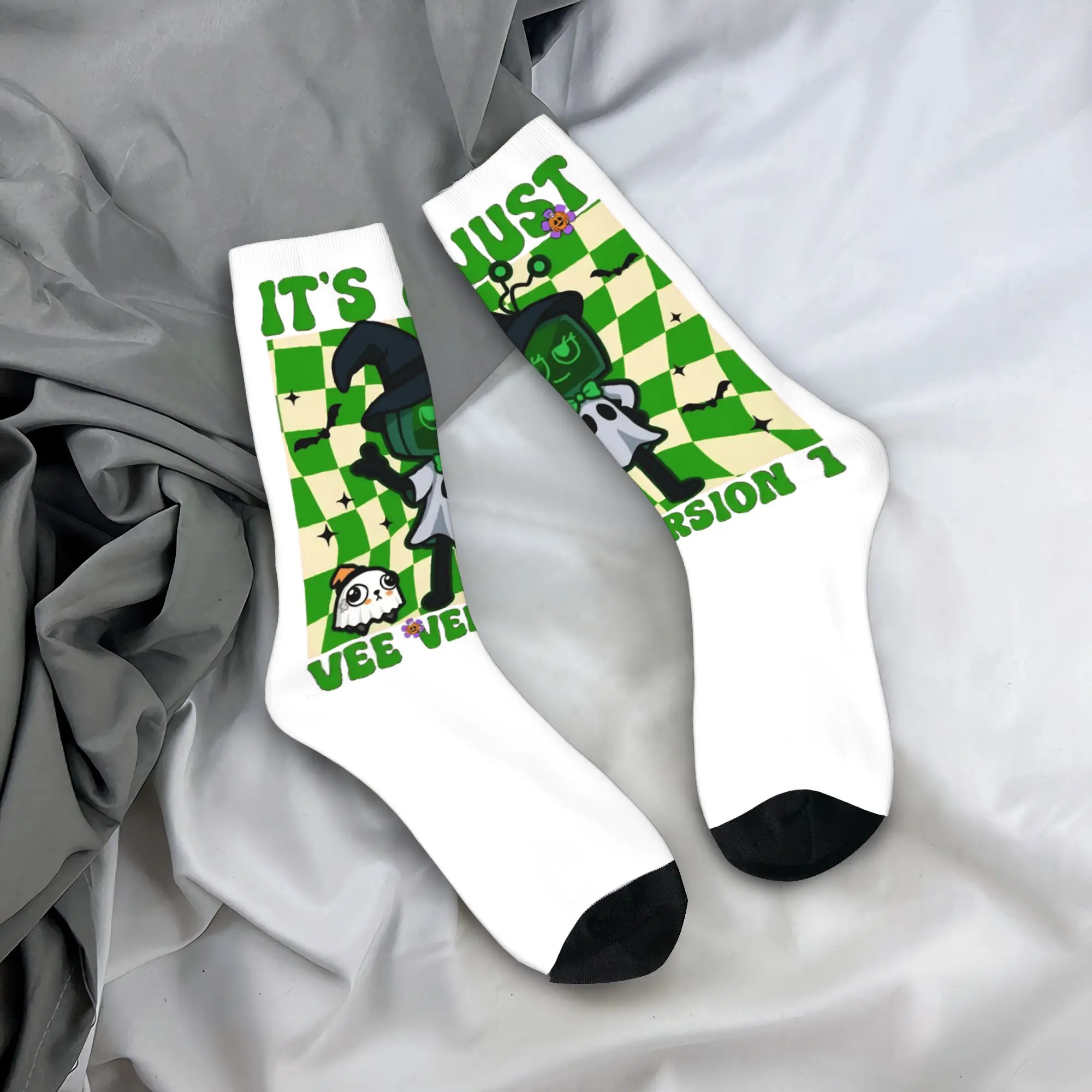 

Красочные баскетбольные носки Dandy's World на Хэллоуин, жуткий Vee, длинные носки из полиэстера для женщин и мужчин, нескользящие