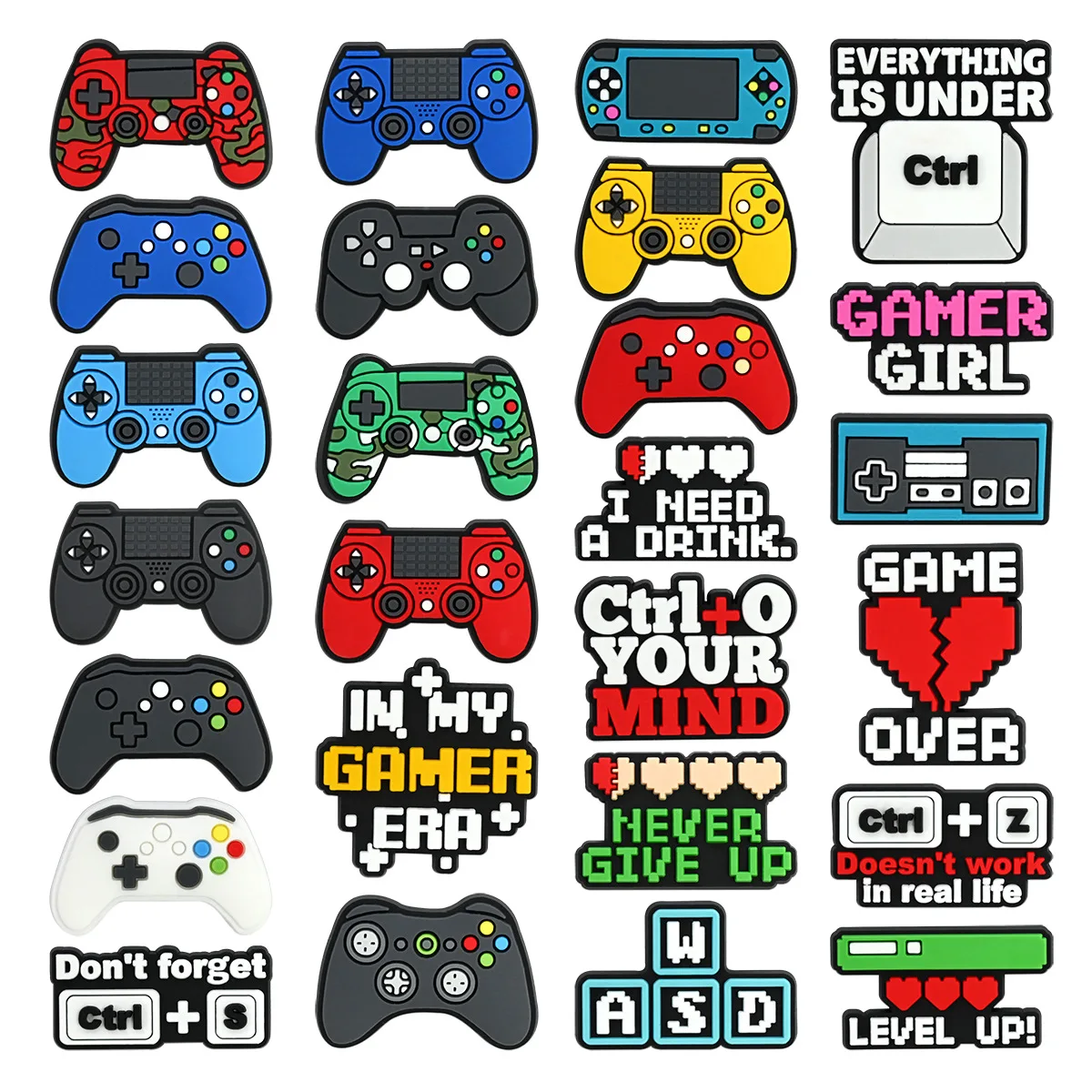 Game Machine Cartoon Gamepad-Serie Schuh-Charms für Slides und Sandalen, PVC-Schuhdekorationen und Accessoires als Weihnachts- und Geburtstagsgeschenk