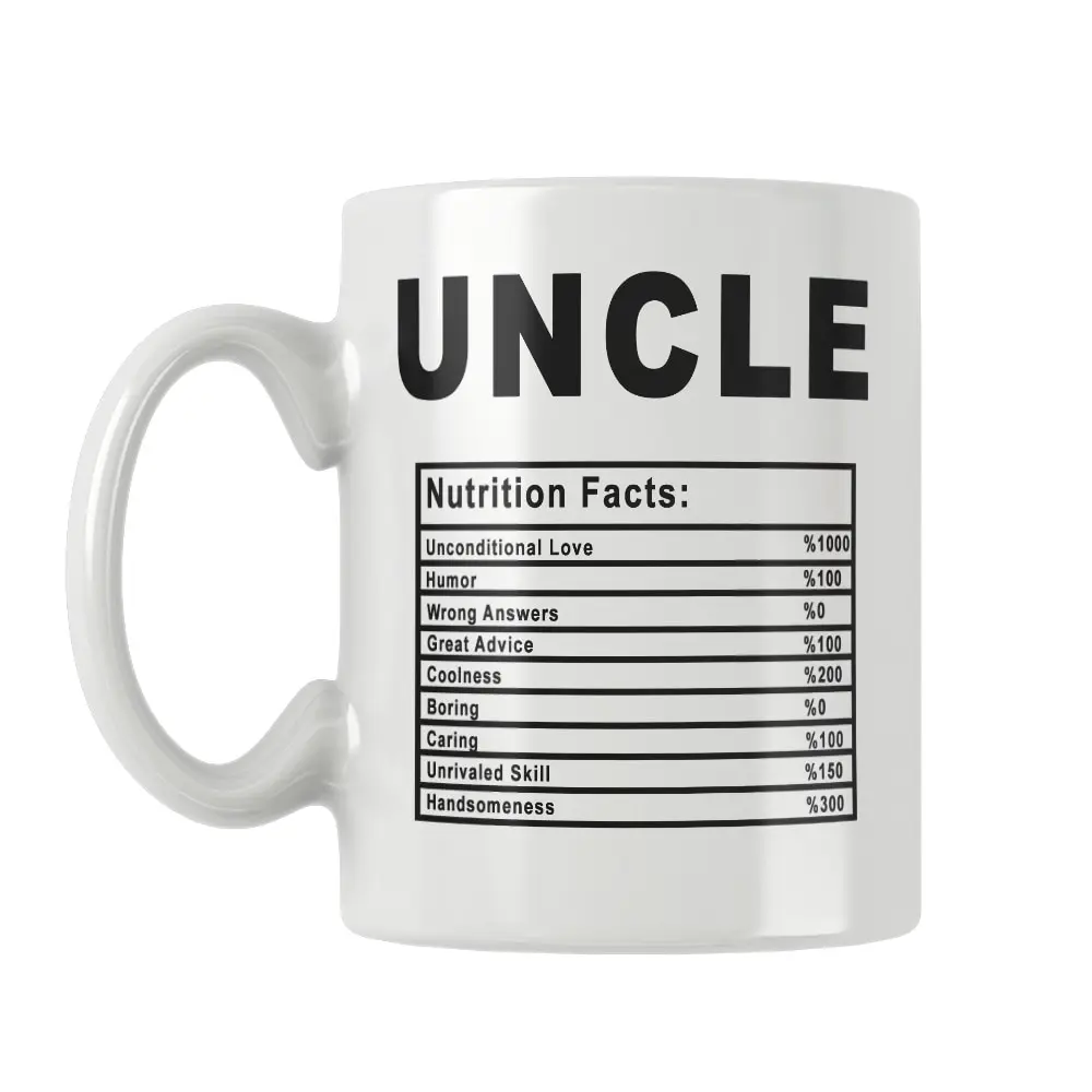 

Uncle Nutrition Facts Mug Coffee Cup White Ceramic New Year Anniversary Cute Funny Birthday Gift Ideas