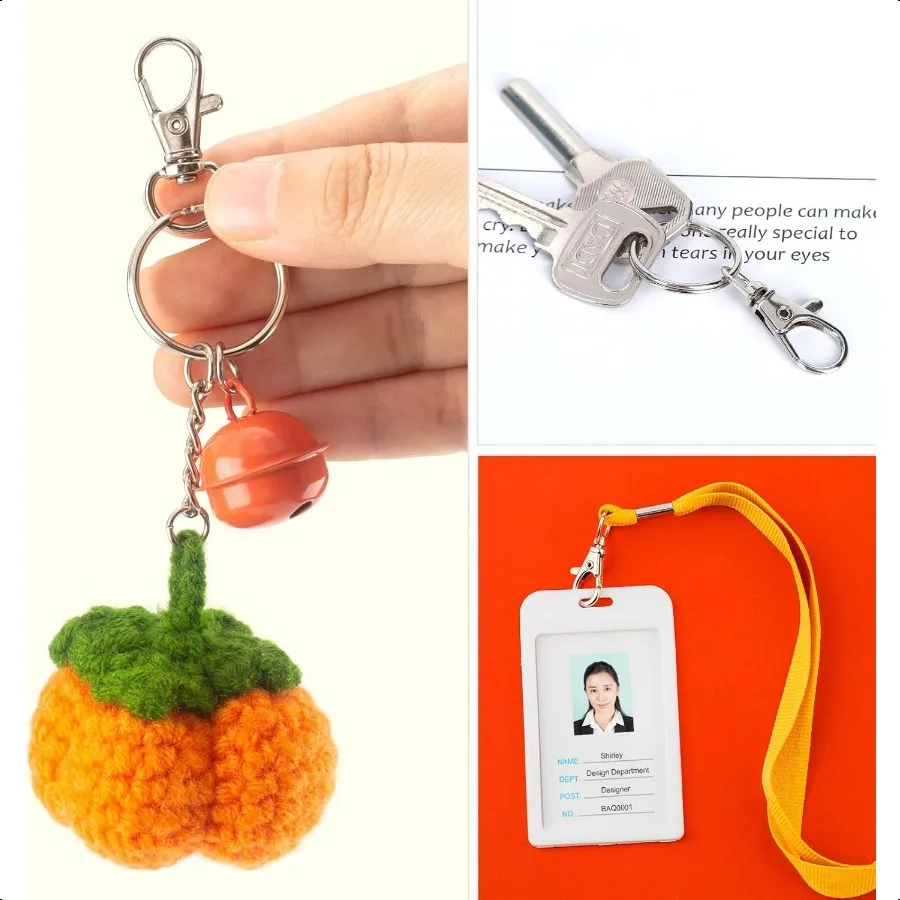 50 Stück Metall-Karabinerverschluss mit Schlüsselringen, 25 Stück Schlüsselanhänger, Clips, Haken und 25 Stück Schlüsselanhänger, Ringe, Schlüsselanhänger, Zubehör, Schlüsselanhänger