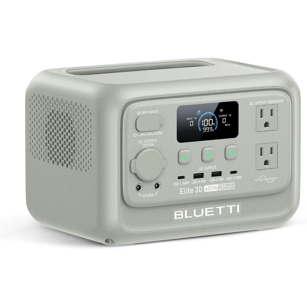 

Солнечный генератор Elite 30 V2, резервная батарея LiFePO4, 288 Втч, 600 Вт, розетки переменного тока (подъем мощности 1500 Вт), 0-100% за 70 минут