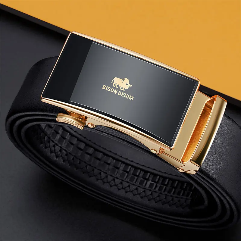 BISON DENIM New Male Automatic Buckle Belts For Men Authentic Girdle Trend Men's Belts Ceinture Fashion Designer Women Jean Belt