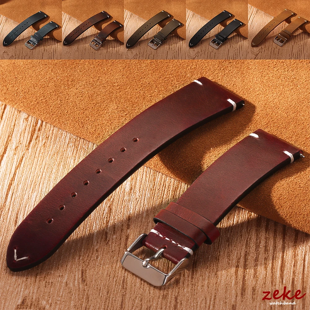 Quick Release Retro Öl Wachs Echtes Leder Armband Kalbsleder Armband für Seiko für Omega Armband 18mm 19mm 20mm 21mm 22mm 24mm