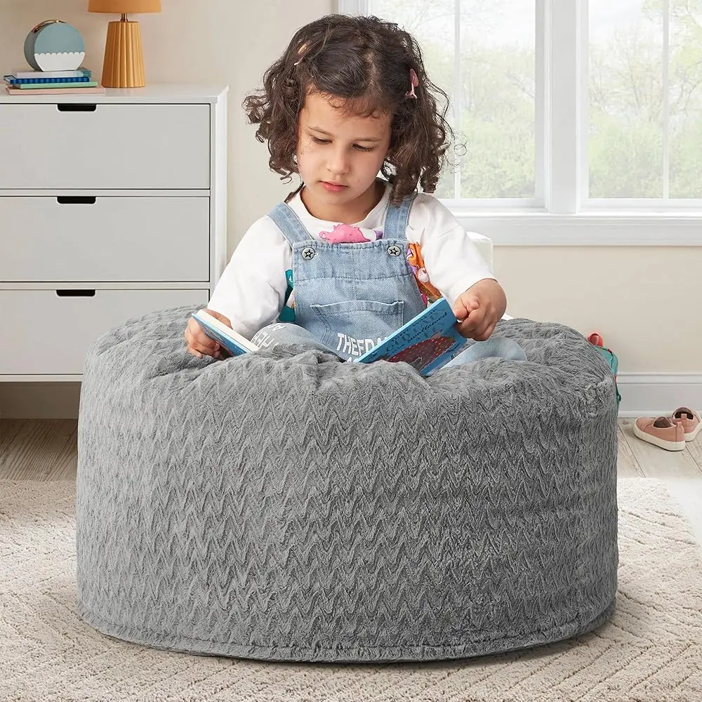 

Bean Bag Chairs 2.5Ft Bean Bag Chair With Memory Foam Filled & Chevron Plush Fur Cover Small Bean Bag Chairs For Playroom,