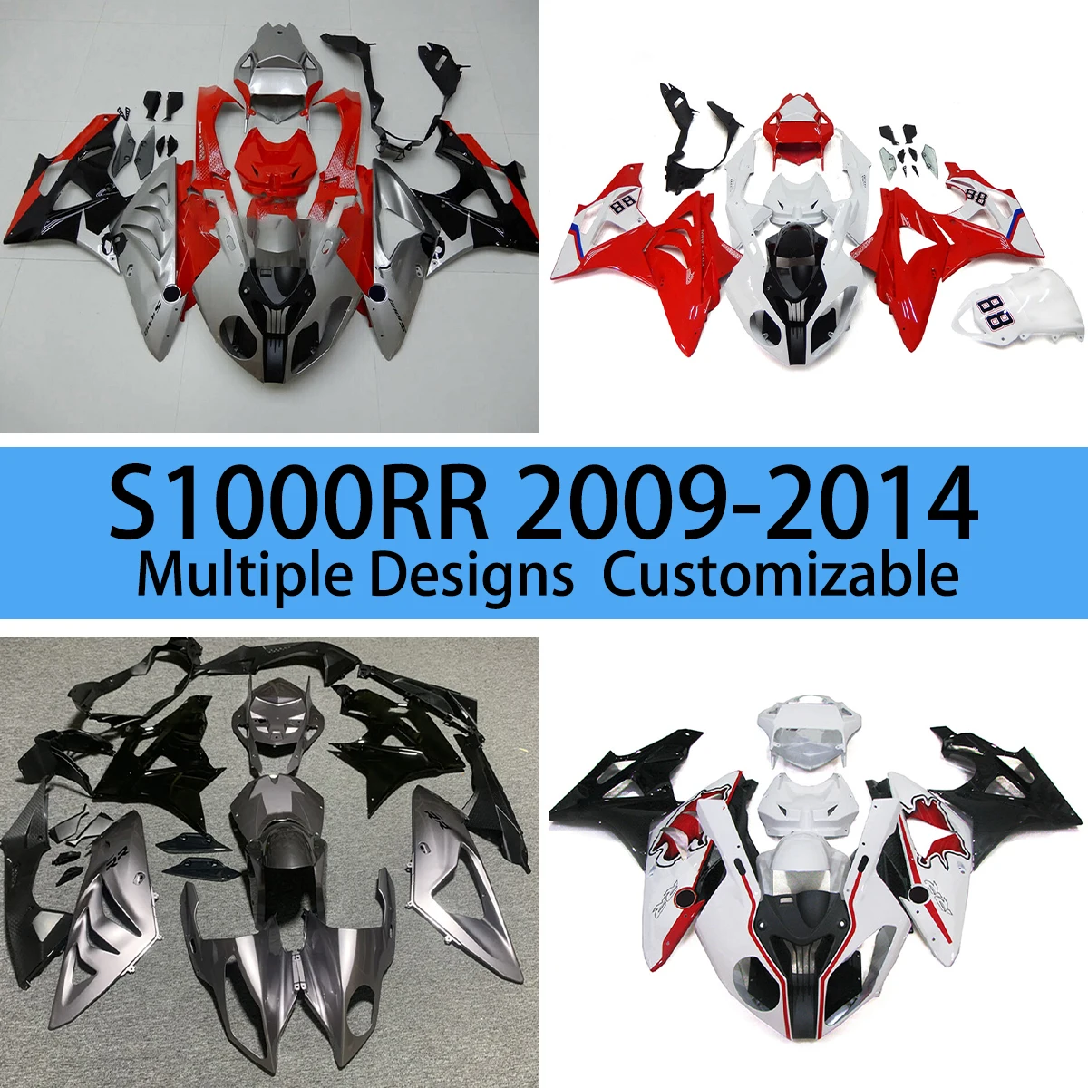 For BMW S1000RR 2009 2010 2011 2012 2013 2014 Fairing Set S 1000RR ABS Cowling Injection Bodywork Kit Motorcycle Fairings