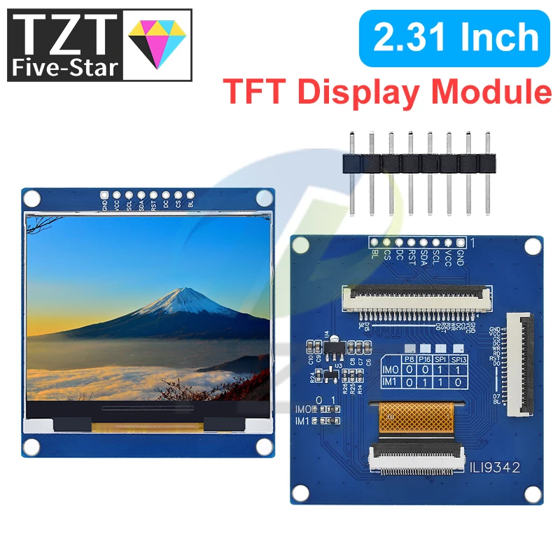 Imagem -05 - Módulo de Tela Lcd para Arduino Tft Colorido 2.31 Polegada Spi 262k Controlador Ili9342 320x240 Rgb 8pin