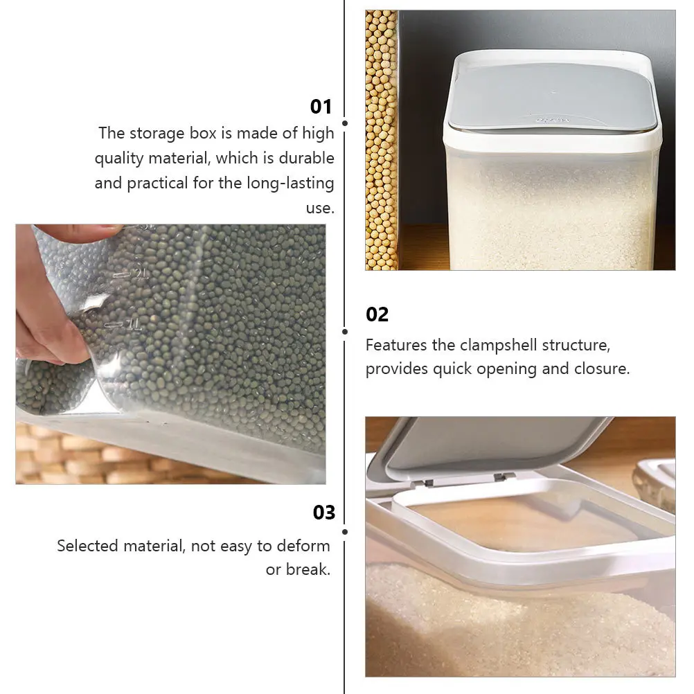 

1pc Clamshell Rice Box Large Capacity Storage Container Thickened Kitchen Case For Grain Flour Home Storage Sealed Rice