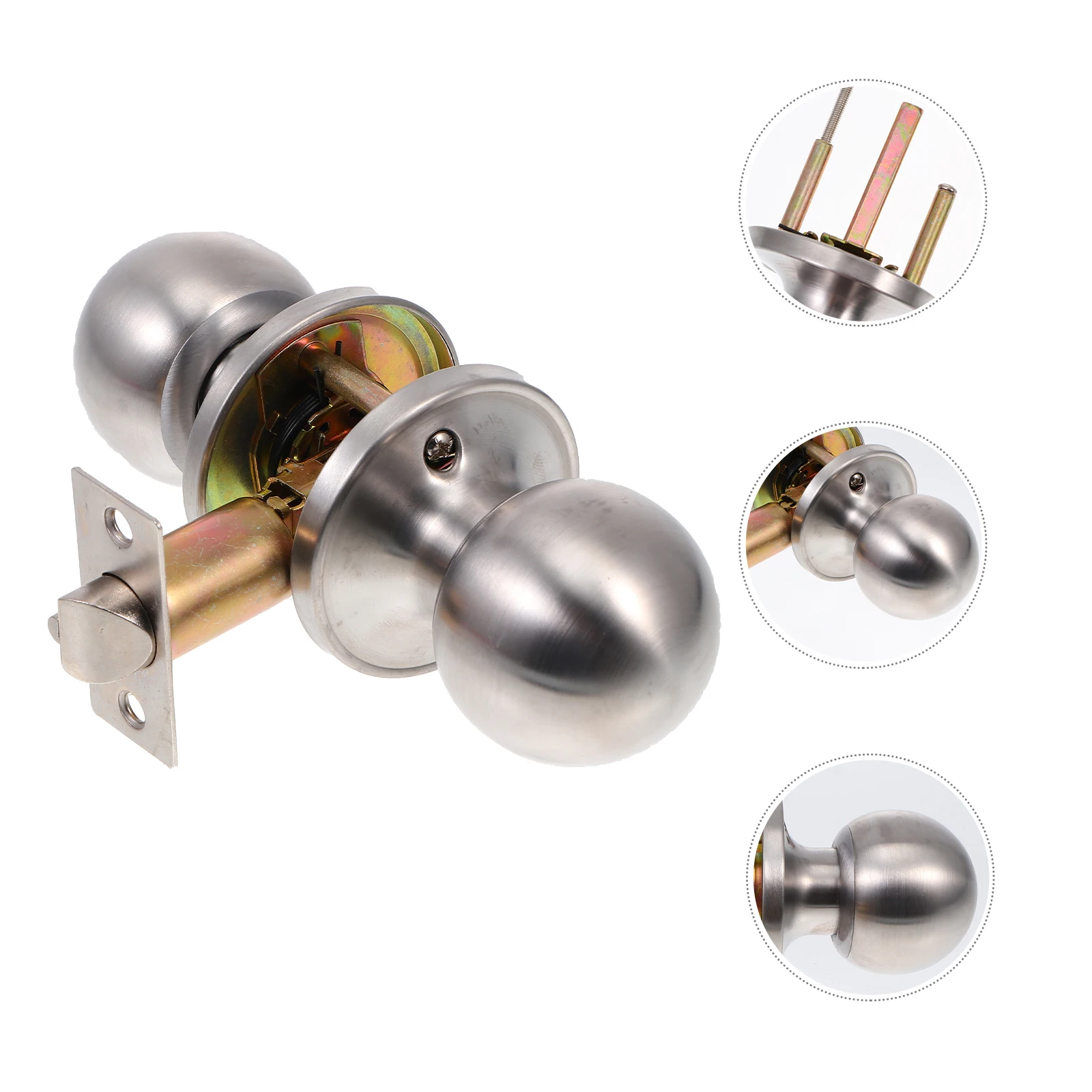 

Stainless Steel Spherical Knob Household Entry Lock Durable Simple Structure Easy Installation Reliable Hardware For Home Living