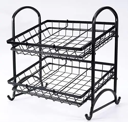 

Stackable Can Rack Organizer, Angle 2-Tier Tray Display Stand, Fruit Basket Stand, Potato Chip Rack, Multifunctional Can Dipsens